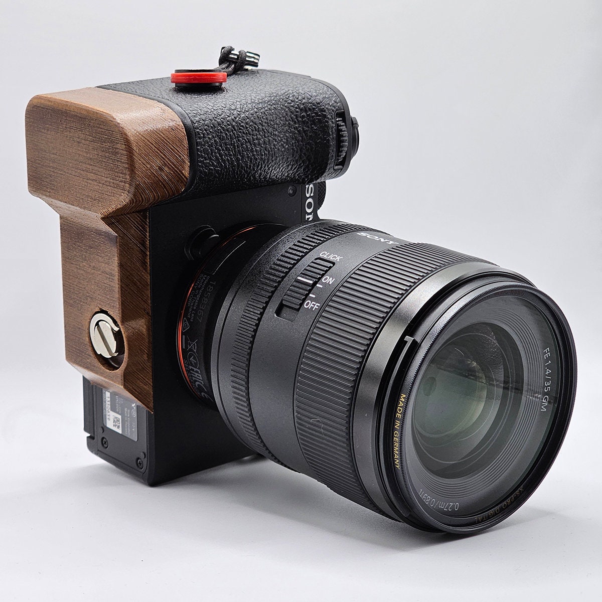 Sony A7C II / A7CR Wood PLA Grip Extension 3D Printed, Stained, Wood