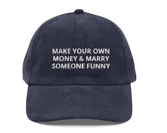 embroided corduroy cap, gift, present, meme, clothing, embroidery