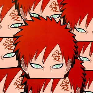 Gaara fake tattoo Naruto anime manga Temporary red sticker
