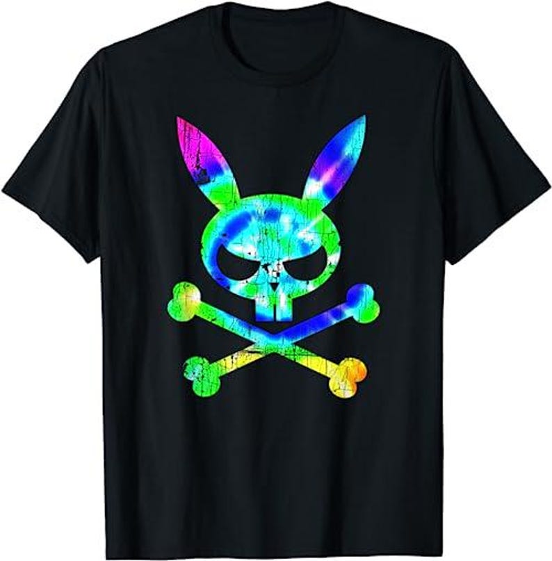 Scary Skull and Crossbones Bad Rabbit Horror Bunny Tie Dye T-shirt ...