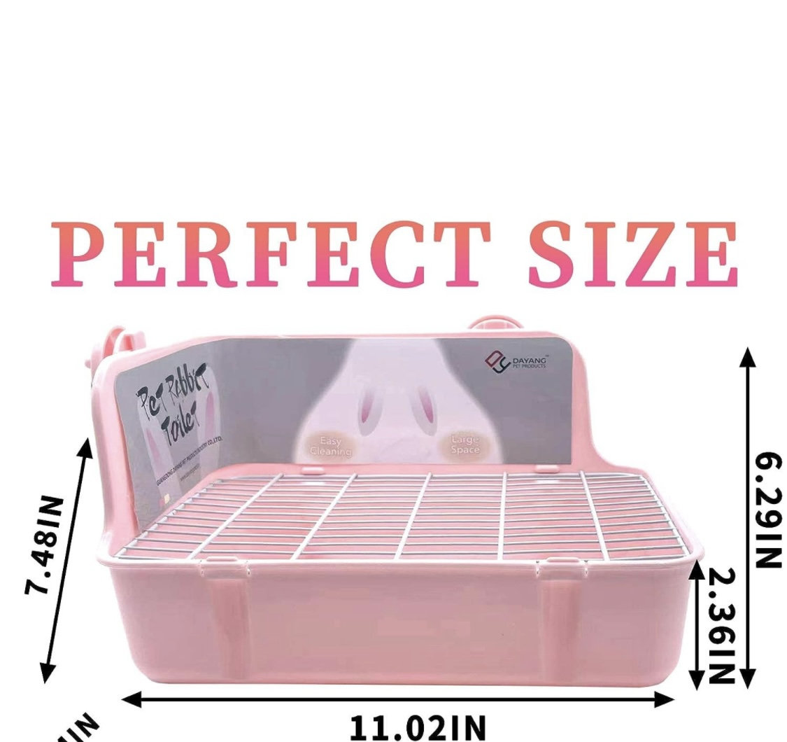 Bunny Litter Box With Grate, Rabbit Corner Litter Pan, Pet Toilet Potty