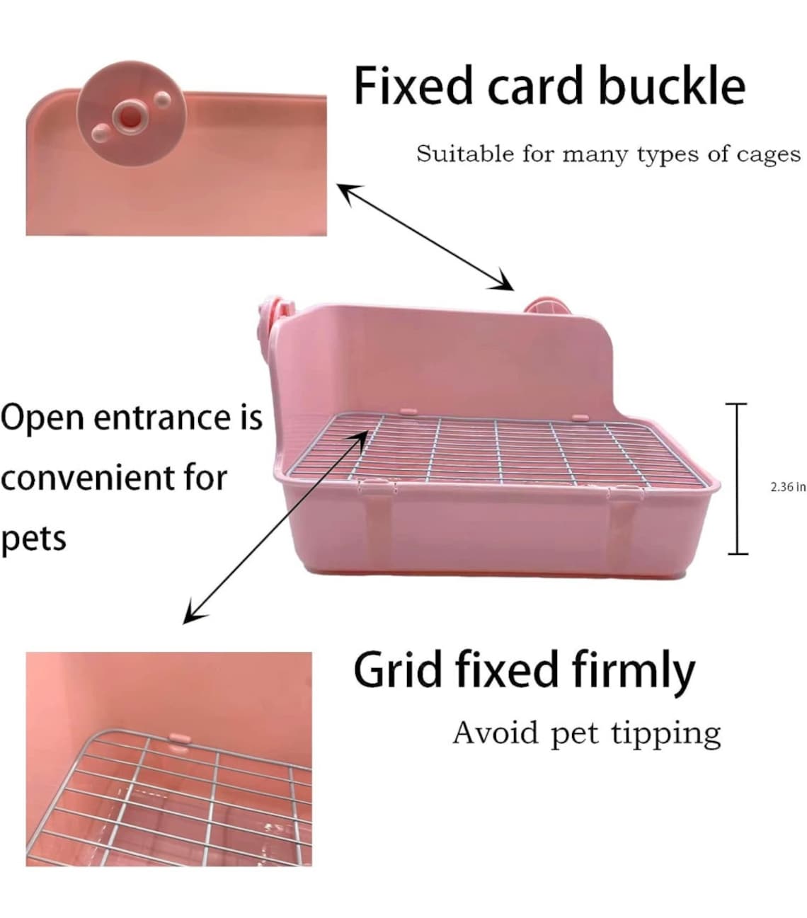 Bunny Litter Box With Grate, Rabbit Corner Litter Pan, Pet Toilet Potty Trainer for Guinea Pig