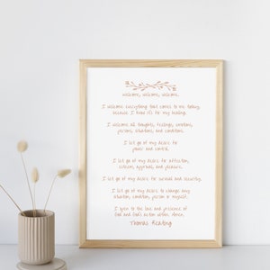 Welcoming Prayer by Thomas Keating Wall Art / Welcome / Home Decor / Christian Home Decor / Prayer Download / Digital Download