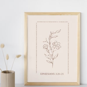 Efesios 3:20-21 Arte de la pared de las Escrituras / Inmensurablemente más / Decoración del hogar / Decoración del hogar cristiano / Descarga de versículos bíblicos / Descarga digital