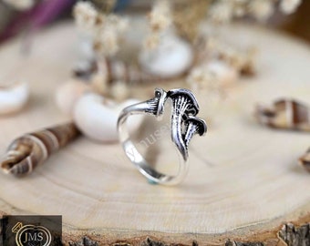 Sterling Silver Chanterelle Mushroom Ring Silver Chanterelle Mushroom Ring Chanterelle Mushroom Ring Unique Chanterelle Mushroom Ring