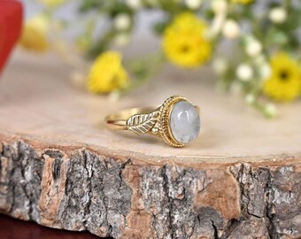 Brass Moonstone Ring: Minimalist Gemstone Ring