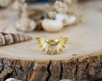 Sun Ring - Dainty Gold Ring- Rising Sun Ring -   Thin Gold Ring- Statement Ring - Minimalist Ring -  Sun Ring Gold - Delicate Ring