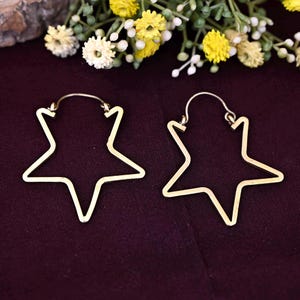 Minimalist Star Hoop Earrings: Gold Celestial Huggies