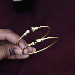 2 Set Gold Plated Fist Bangle: Boho African Statement Bracelet, Jewelry Gift
