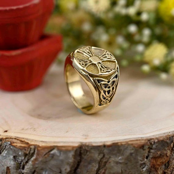 Anillo de cruz celta, anillo para hombre, anillo de boda con cruz