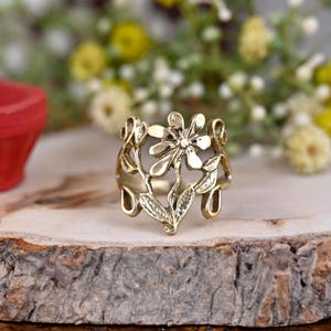 Brass Floral Ring: Handmade Boho Flower Jewelry