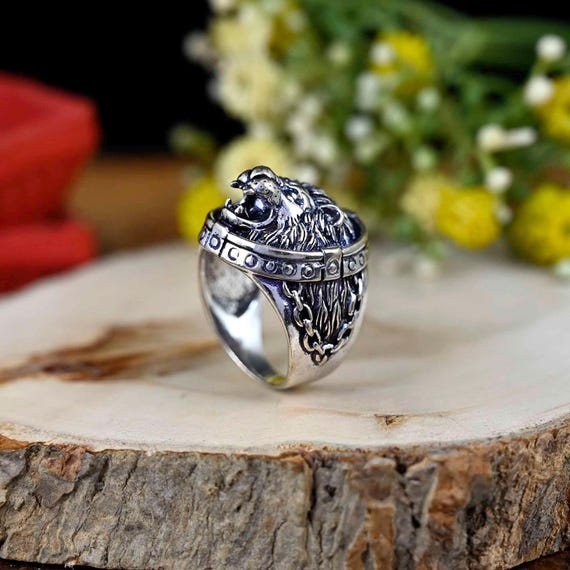 Sterling Silver Lion Ring - Biker Animal Ring for Men - Etsy