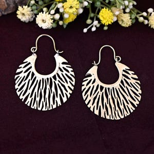 Small Brass Hoop Earrings: Ethnic Tribal Bohemian Jewelry