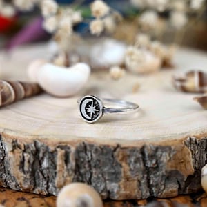 Sterling Silver Moon and Star Ring: Celestial Eternity Band