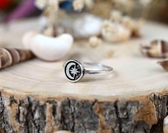 Silver Moon and Star Ring: Celestial Eternity Band
