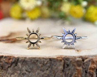 Anillo de Sol de Latón: Anillo Abierto Minimalista Celestial