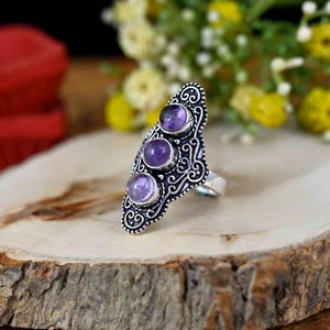 Handmade Sterling Silver Amethyst Ring: Purple Quartz Jewelry