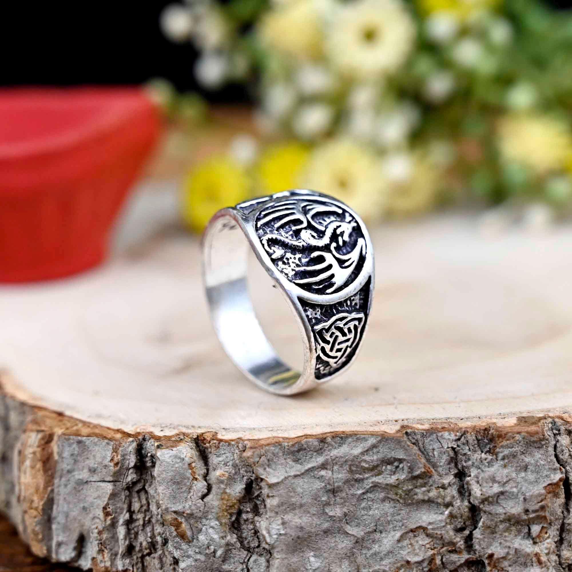 Silver Dragon Signet Ring: Viking Goth Jewelry - Etsy