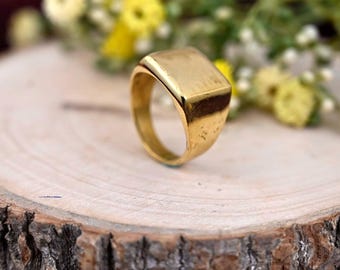 Anillo de sello de latón personalizado: Anillo rectangular con inicial