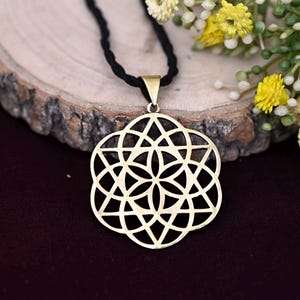 Brass Seed of Life Necklace: Sacred Geometry Jewelry