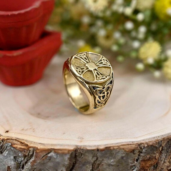 Anillo de cruz celta, anillo para hombre, anillo de boda con cruz