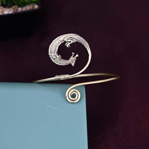 Brass Dragon Spiral Arm Cuff | Boho Upper Arm Bracelet