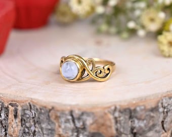 Brass Moonstone Ring: Minimalist Gold Gemstone Ring