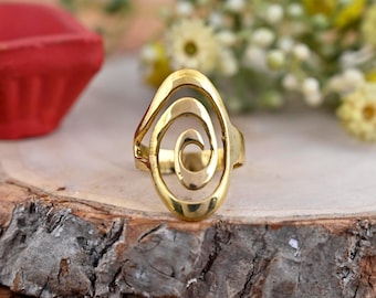 Gold Spiral Ring, Swirl Ring, Gold Wired Ring,Thumb Ring, Spiral Brass Ring, Handmade Dainty Ring, Boho Ring, Wired Band, Spiral Band