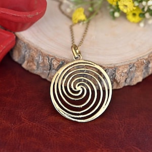 Spiral pendant - Greek Spiral Pendant Necklace -Spiral Gold Charm Necklace, Gold Necklace, Gift for Her