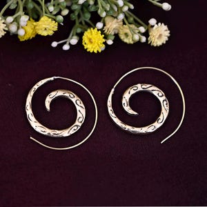Brass Snake Hoop Earrings: Minimalist Serpent Jewelry
