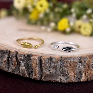 Brass Leaf Ring: Dainty Stacking Jewelry