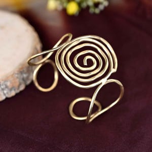Gold Spiral Bracelet Brass Celtic Bracelet, Irish Bracelet, Knot Bracelet, Celtic Jewelry For Her, Celtic Knot Bracelet Cuff, Gift For Her