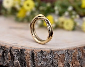 Brass Mobius Ring: Gold Wedding Band, Engagement Ring