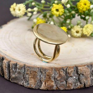 Brass Irregular Open Circle Ring: Chunky Gold Statement Jewelry