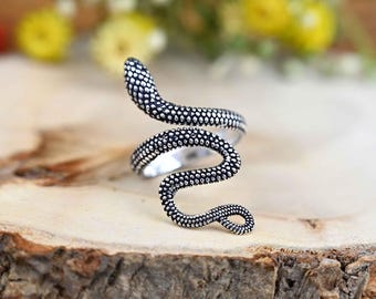 Anillo de serpiente de plata de ley: joyería de brujería con serpiente