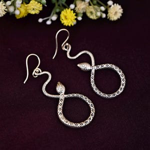 Snake Earrings, Snake Drop Earrings, Gold Snake Earrings, Snake Charm Earrings, Gold Snake Drop, Handmade Jewelry, Minimalist, Gift Idea
