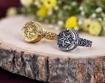 Bague empoisonnée minimaliste en laiton, boîte secrète