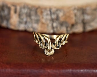 Brass Mushroom Ring: Dainty Nature Jewelry