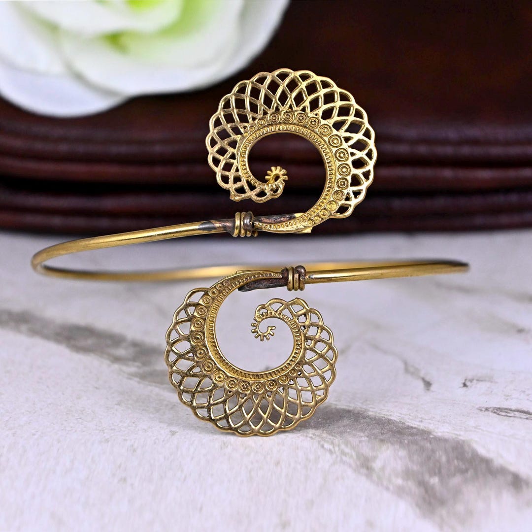 Upper Arm Cuff Arm Band Spiral Handmade Made of Brass, Jewelry - Etsy