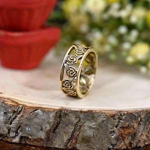 Handmade Brass Gold Flower Ring: Dainty Floral Band