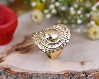 Messing Mandala Ring Gold: Ethno Schmuck