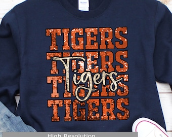 Sparkly Tigers faux sequin png, tigers mascot png, Senior 2025, shirt png, Class of 2025 tshirt png, dtf mascot png, sublimation png