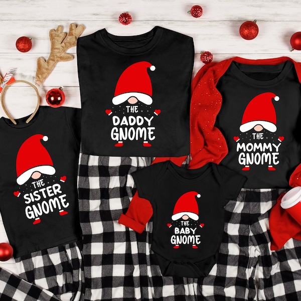 Custom Gnome Family Shirts, Gnome Family Christmas T-Shirts, Couple Christmas Pajama tops, Family Christmas Shirts, Custom Shirts Gifts