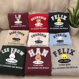 Cute Stray Kids Members Chibi Sweatshirt, Stray Kids Shirt, Stray Kids Group Shirts, Music Lover Sweatshirt