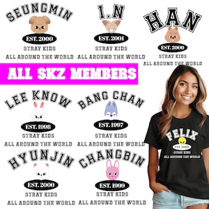 Stray Kids Members Chibi Tshirt, Stray Kids Shirt, Stray Kids Group Shirts, Music Lover Tshirt, K-pop Fan Tshirt, Stray Kids Members