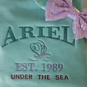 Ariel Little Mermaid Embroidered Unisex top Sweatshirt | Disneyland Jumper Gift Disneyworld Present adults princess children clothing girls
