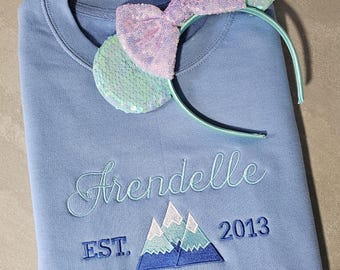 Arendelle Frozen Embroidered Unisex top Sweatshirt | Disneyland Jumper Gift| Disneyworld Elsa Anna Present adults princess children clothing