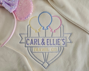 Carl & Ellie Embroidered Unisex top Sweatshirt | Disney inspired children's adults Jumper Gift |  Present | Up Dug