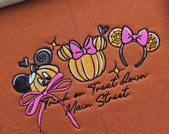 Disneyland Halloween Main street Embroidered Unisex top Sweatshirt | Jumper Gift Paris Present trick treat party disneyworld Princess castle