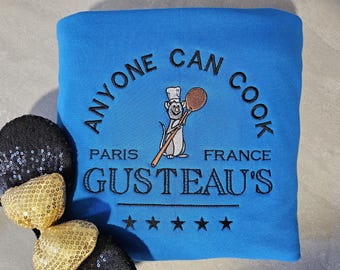 Remy Ratatouille Embroidered Unisex top Sweatshirt | Disneyland Jumper Gift | Disneyworld Disneybound Present Anyone can cook film